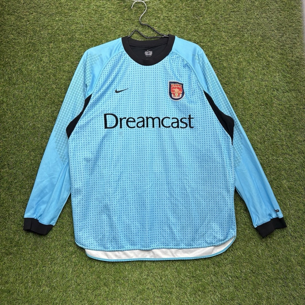 Vintage Dreamcast Nike Jersey Mens XL Football Soccer Arsenal 200/01 Blue L/S